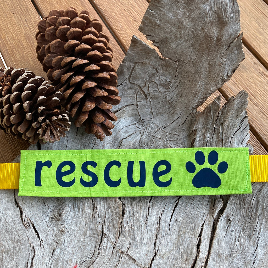 RESCUE Dog Lead/Collar Strap - Lime Green