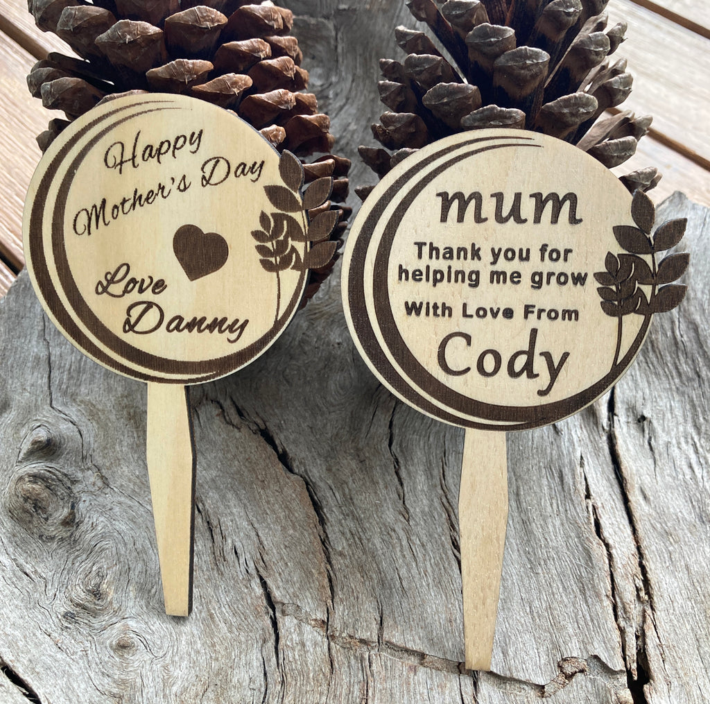 Personalised Mother's Day Gift - Small Leaf Plant Pot Marker