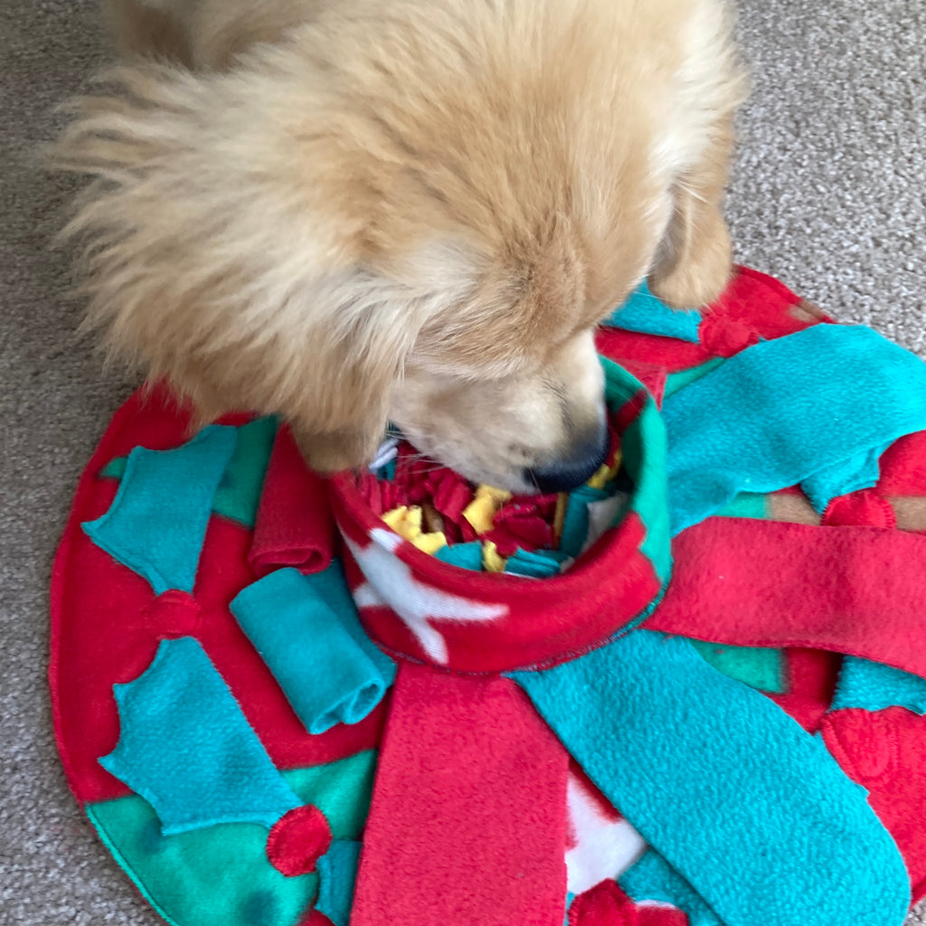 Christmas Fleece Snuffle Cake - Dog Enrichment Puzzle