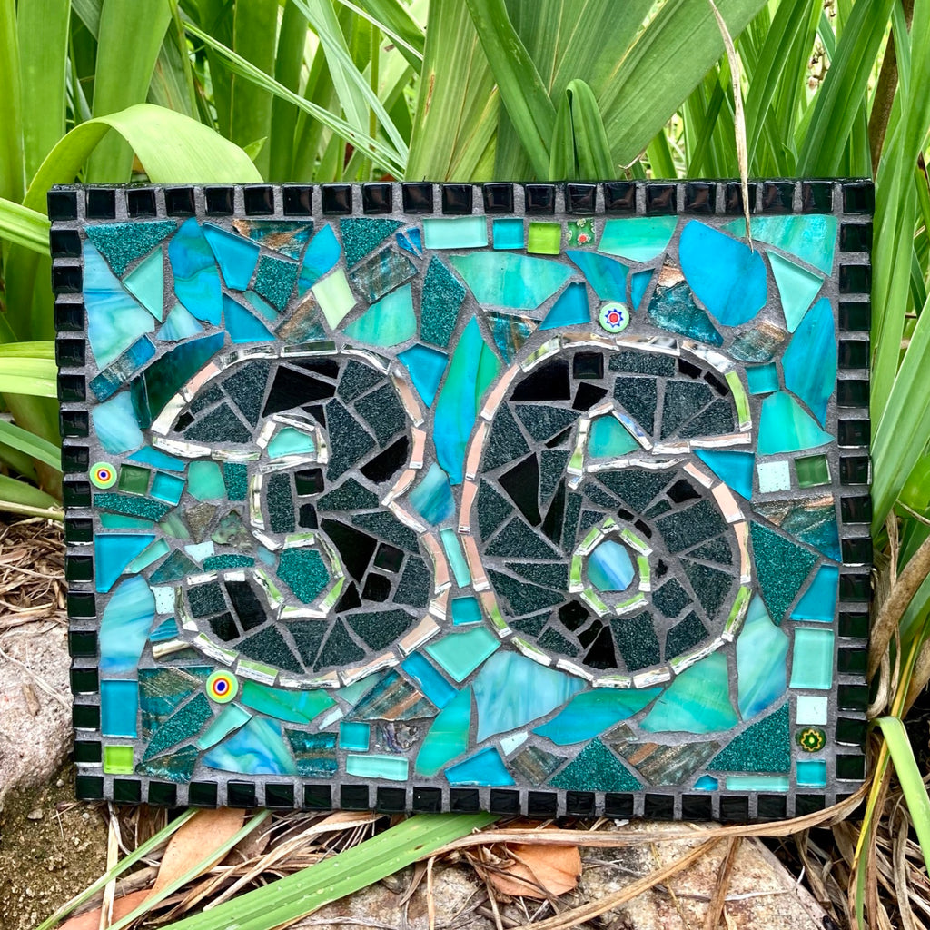 Custom Made Mosaic House Number,  2 Digits - 25 x 20cm RECTANGLE