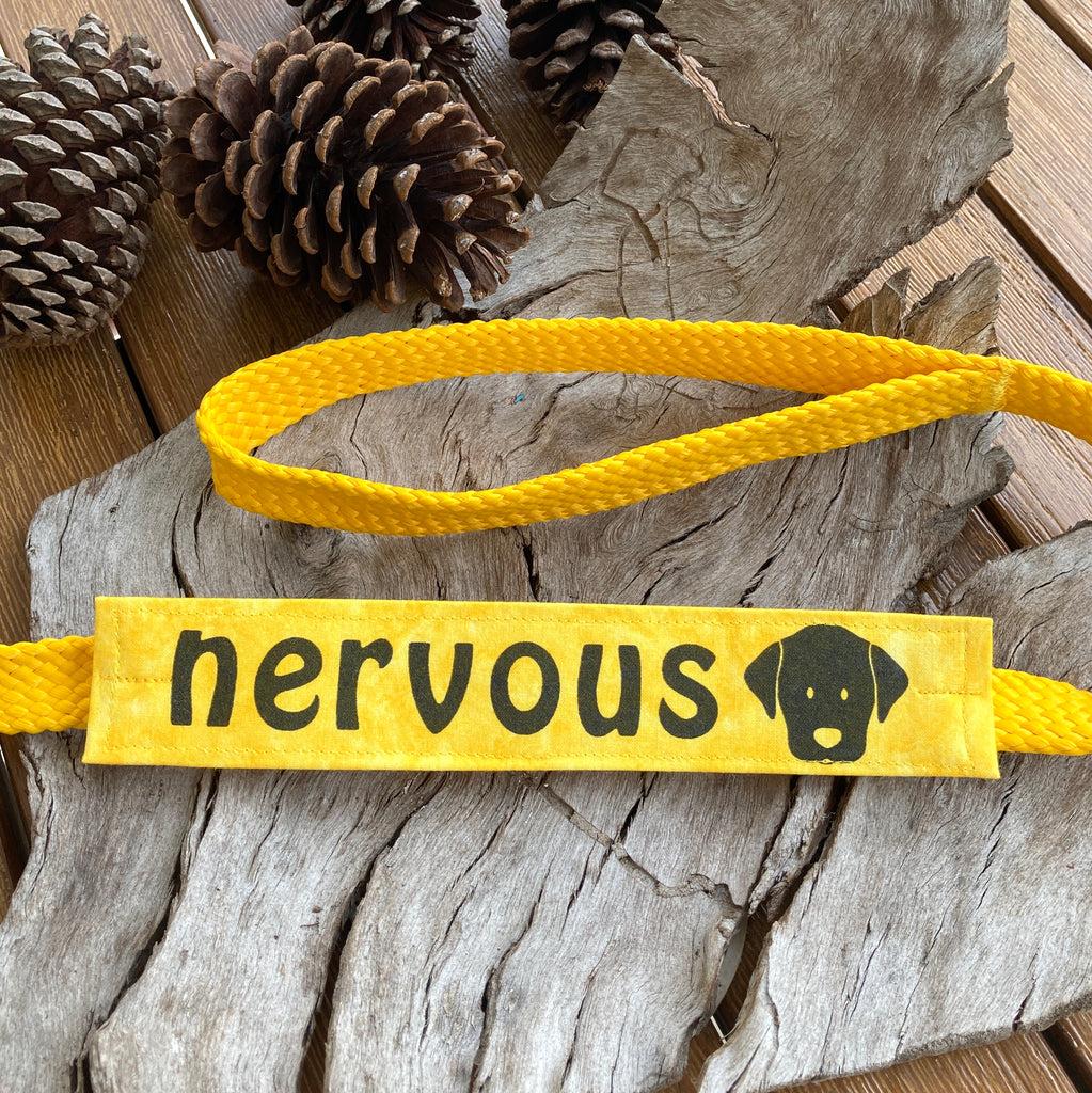"NERVOUS DOG Lead/Collar Strap" - Textured Yellow