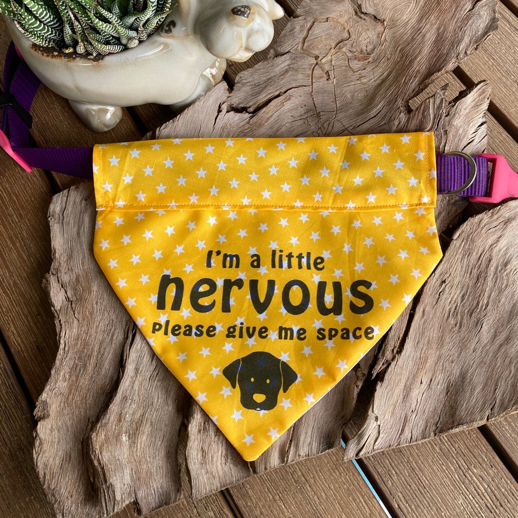 Over the Collar Bandana "NERVOUS DOG Please Give Me Space"
