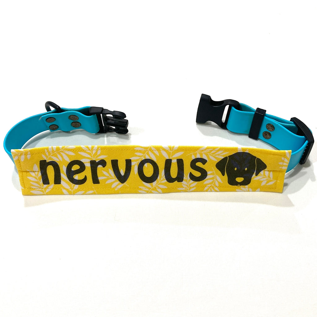 "NERVOUS DOG Lead/Collar Strap" - Yellow/White Leaf