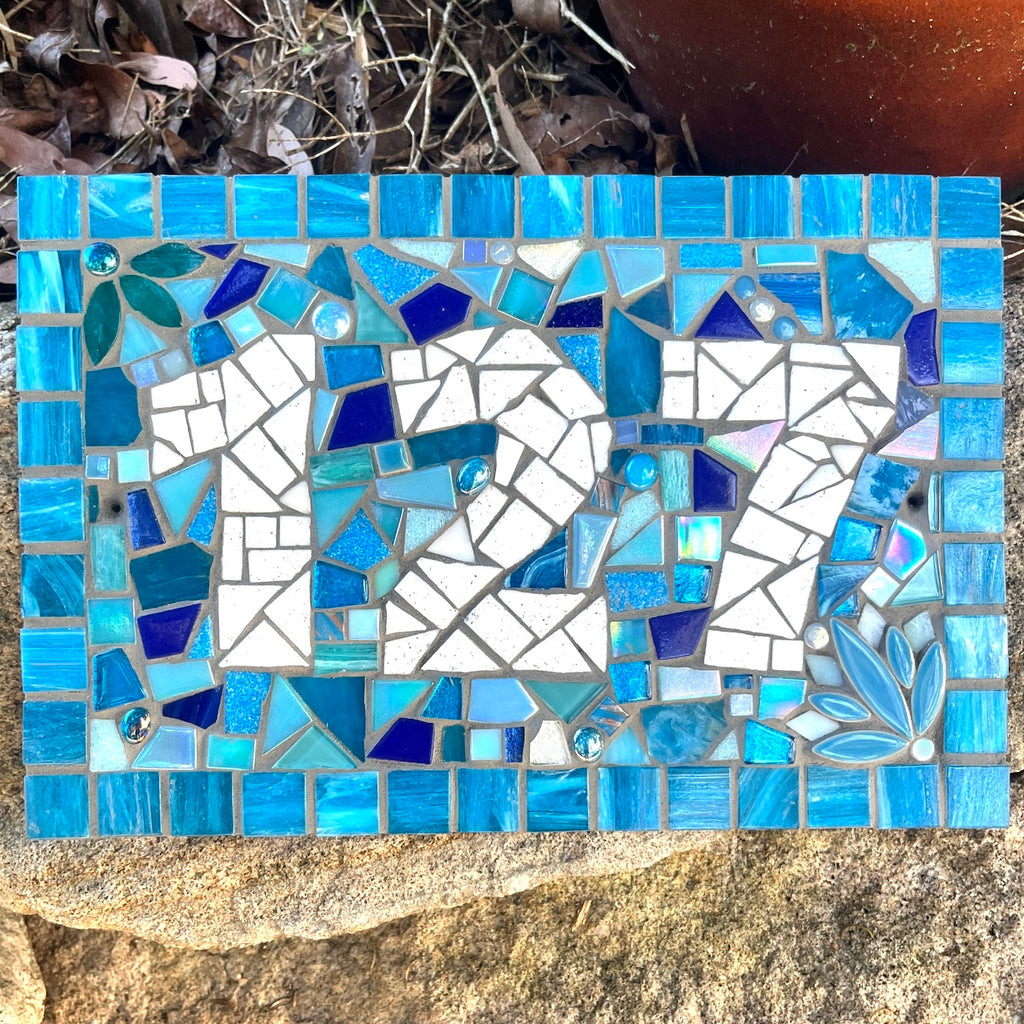 Mosaic House Number, 3 or 4 Digits, A4 size (30 x 20cm) Custom Made