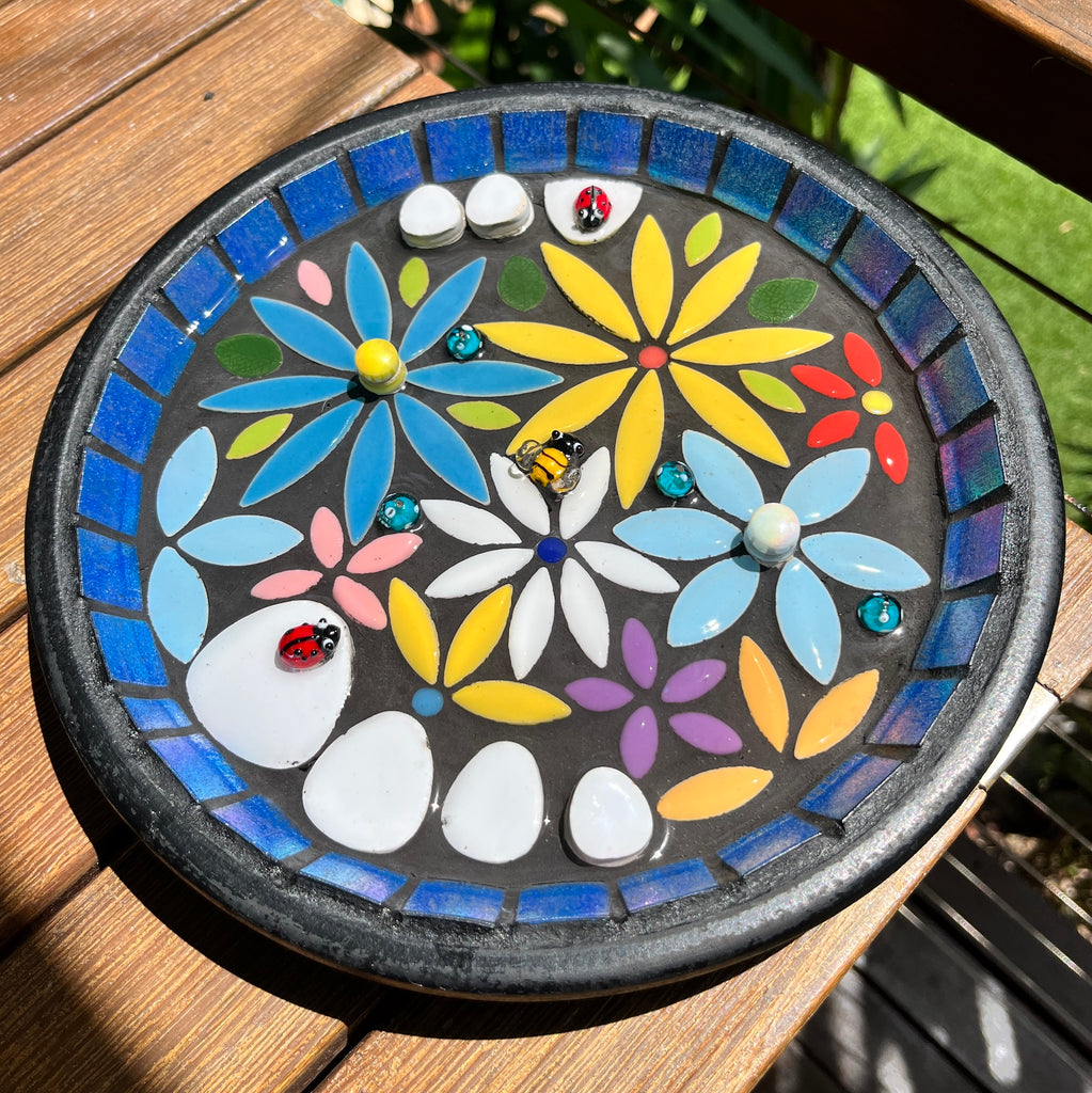 Flower Garden Mosaic Bee Bath