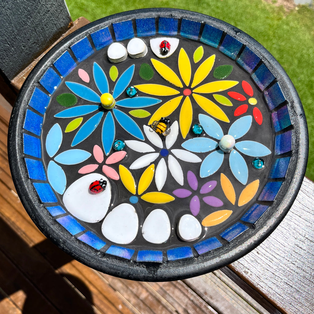 Flower Garden Mosaic Bee Bath