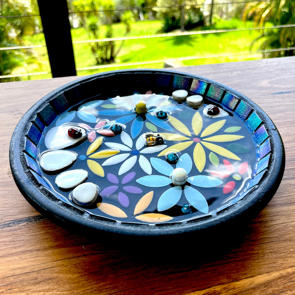 Flower Garden Mosaic Bee Bath