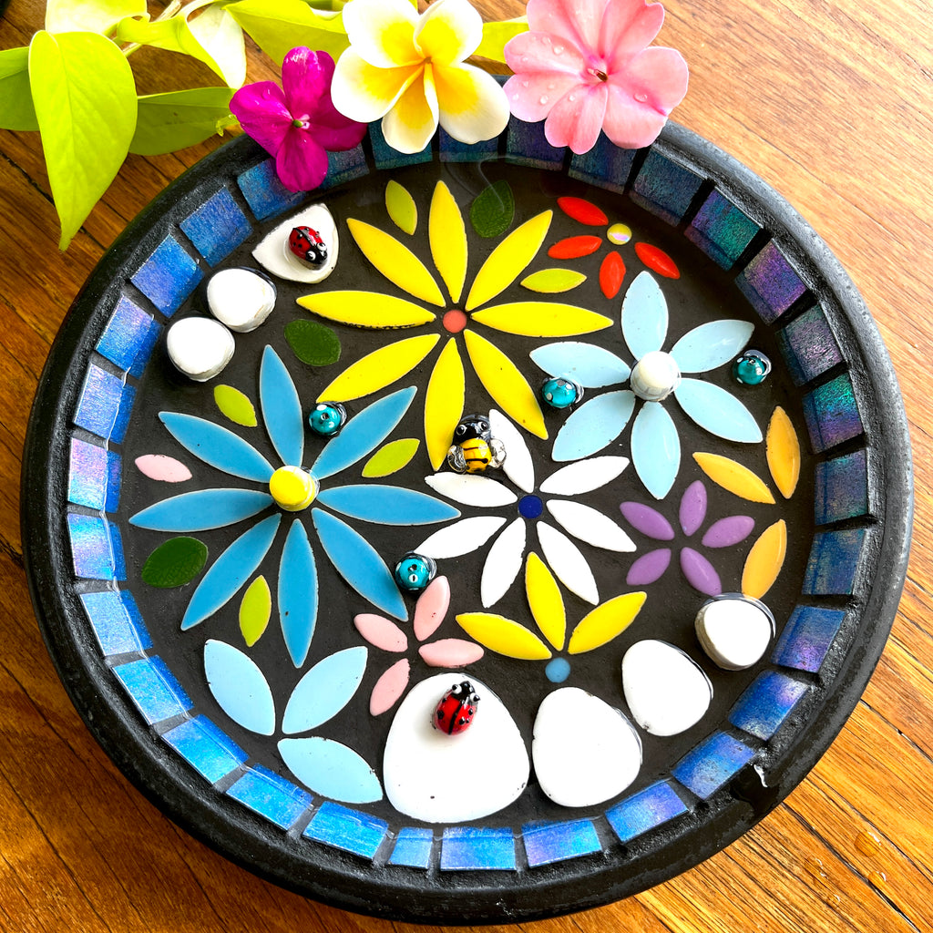 Flower Garden Mosaic Bee Bath