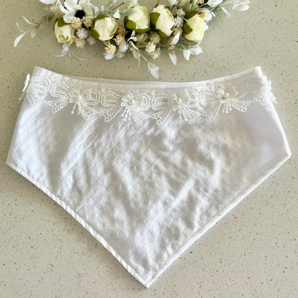 Aurora Wedding Dog Bandana with Bows Lace Trim