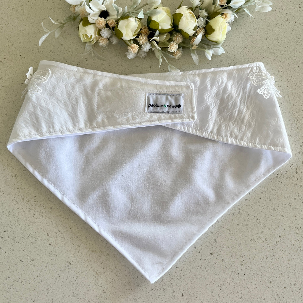 Aurora Wedding Dog Bandana with Bows Lace Trim