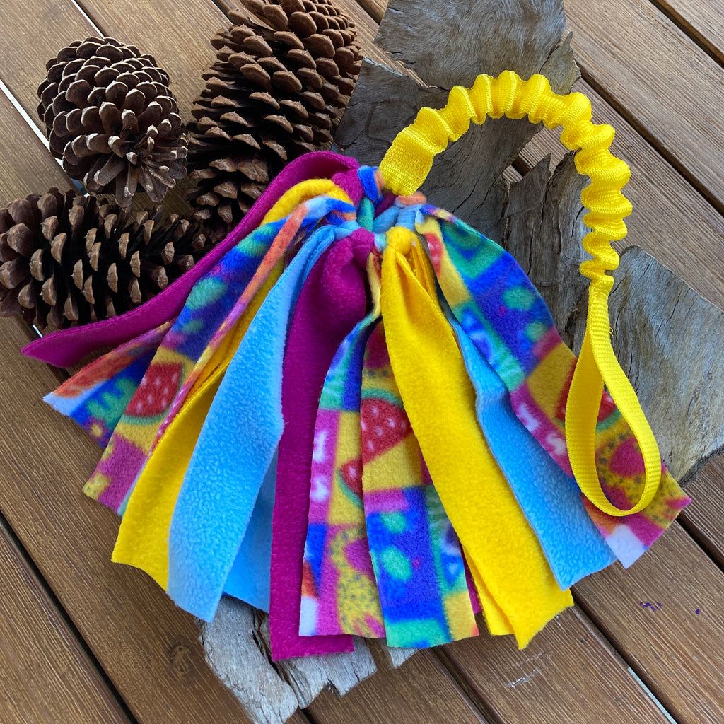Bungee Fleece Flutter Tug Toy, Puppy Enrichment Game - Choice of Colour