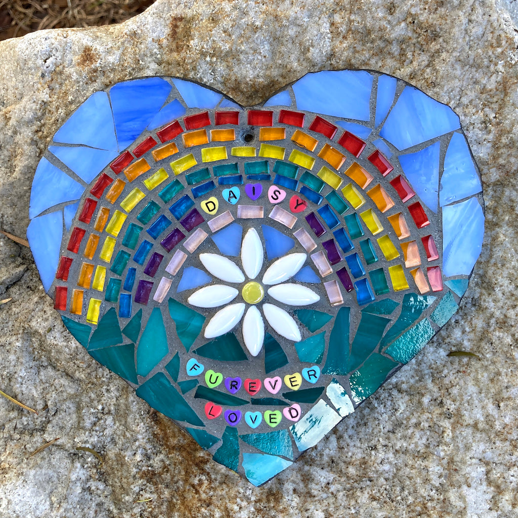 Personalised Rainbow Pet Memorial Mosaic Heart