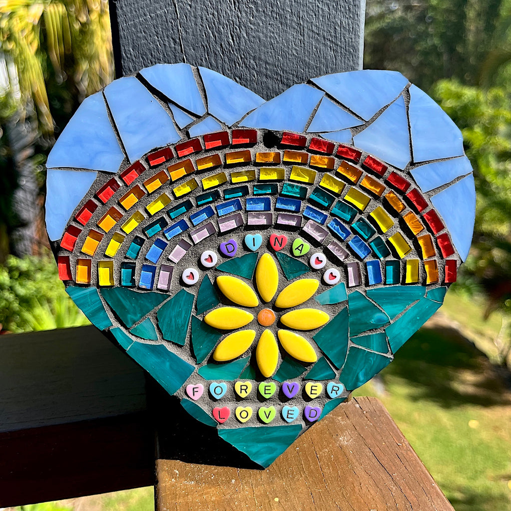 Personalised Rainbow Pet Memorial Mosaic Heart