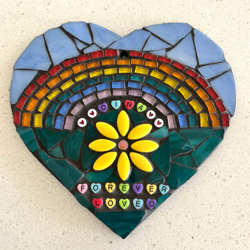 Personalised Rainbow Pet Memorial Mosaic Heart