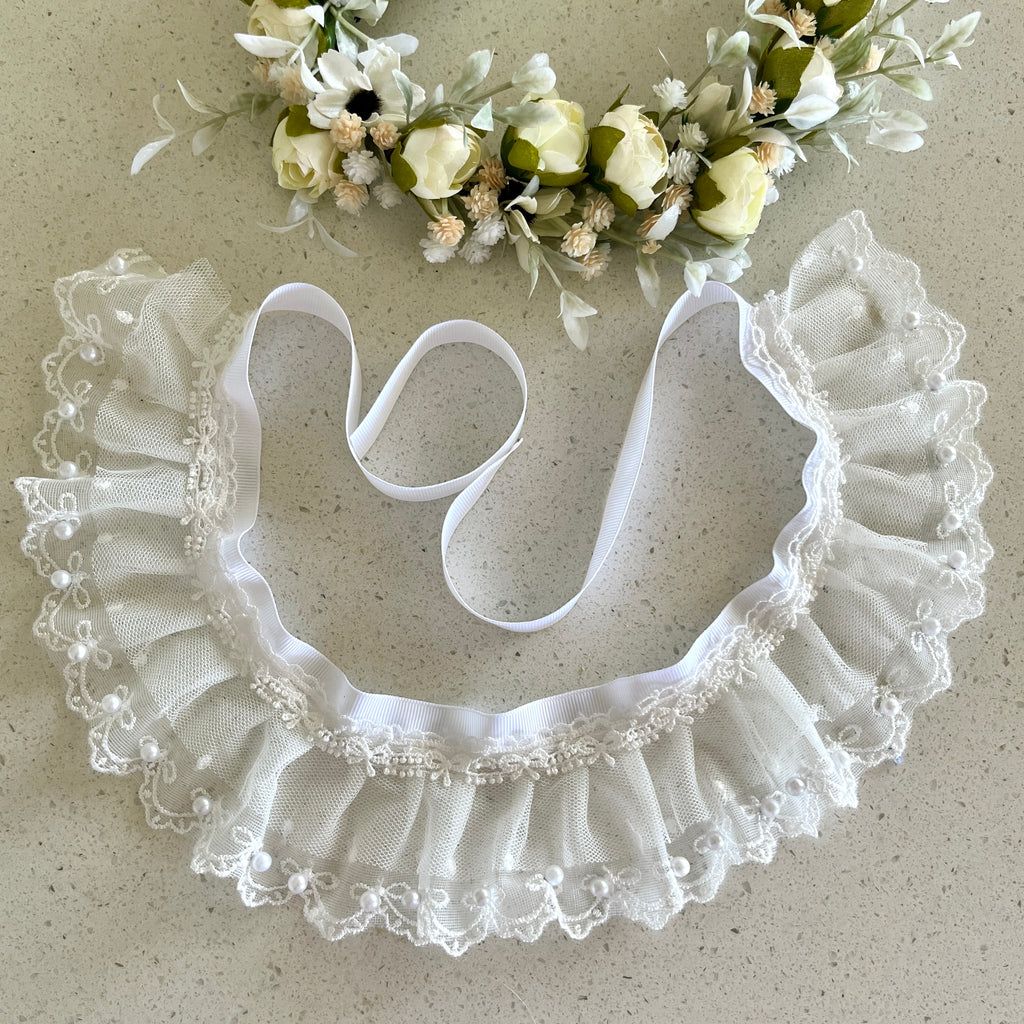Willow Wedding Dog Double Lace Tie Collar - Ivory