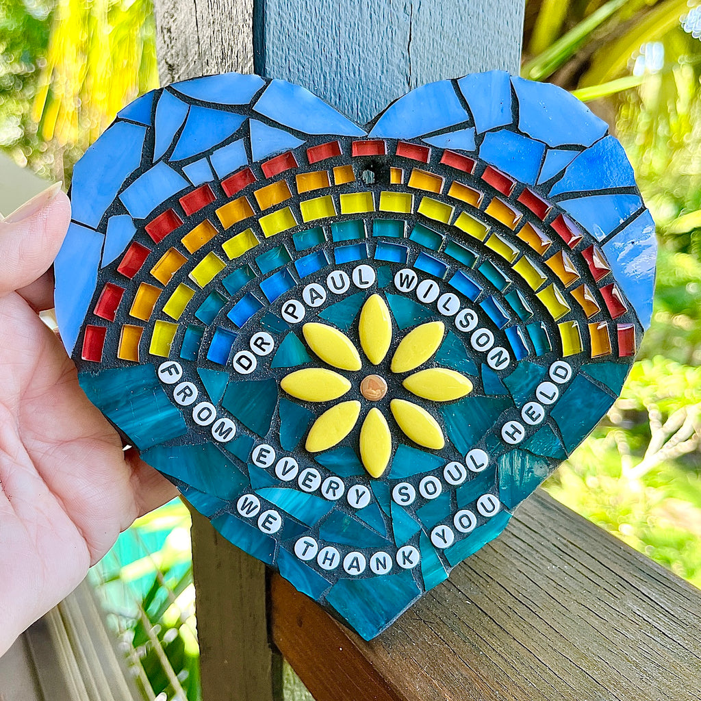 Personalised Rainbow Pet Memorial Mosaic Heart