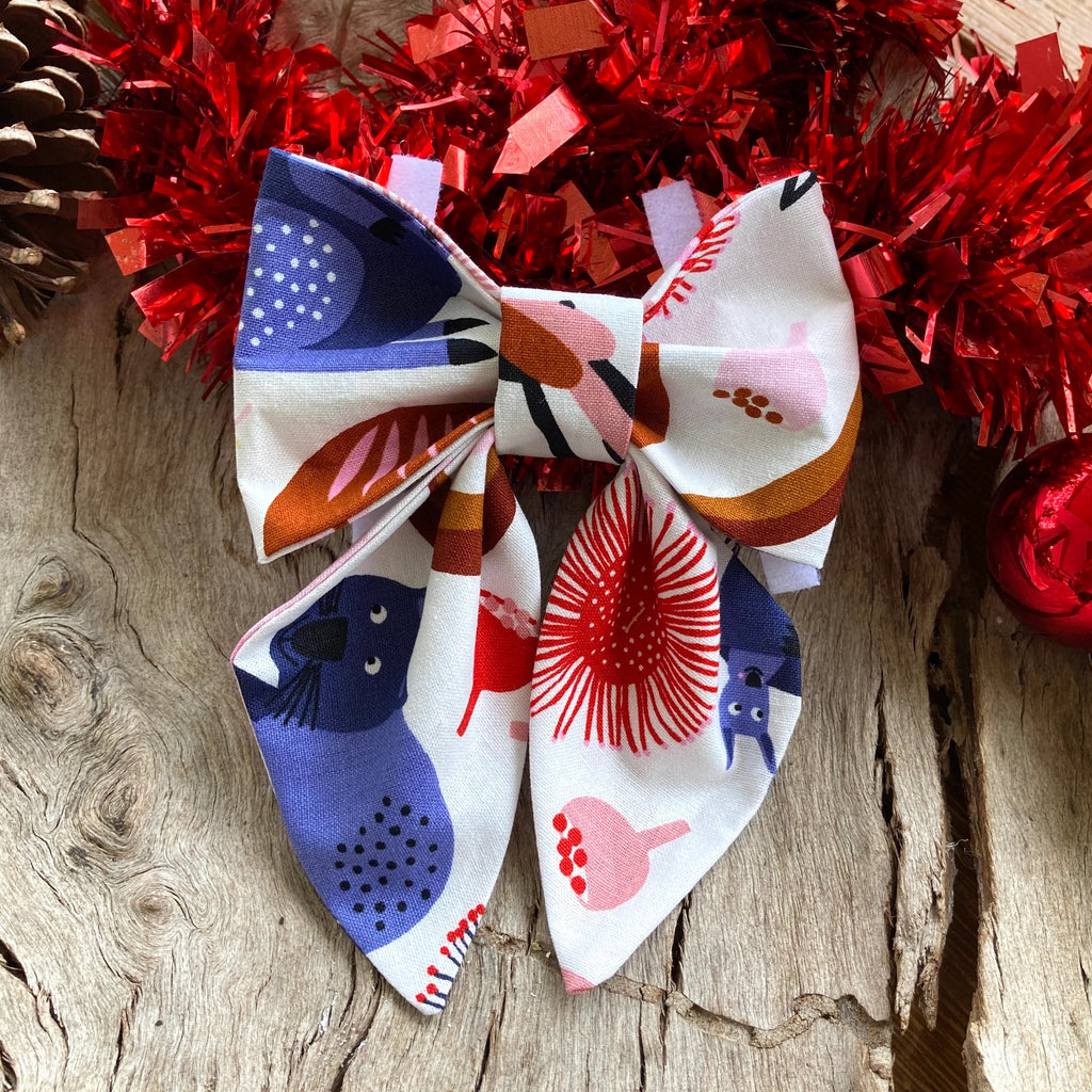 Xmas Dog Sailor Bow - "FLORA & FAUNA"