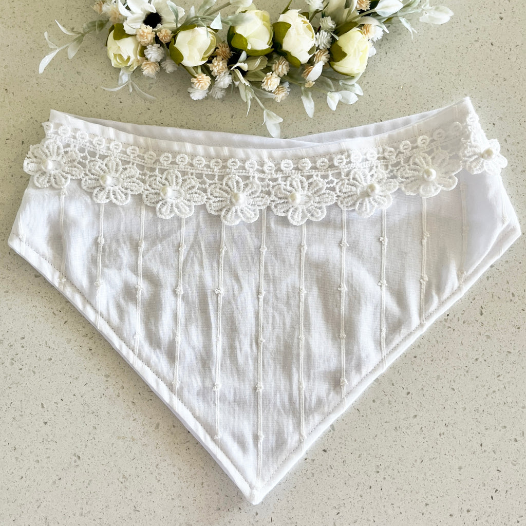 Ophelia Wedding Dog Bandana with Flower Lace Trim