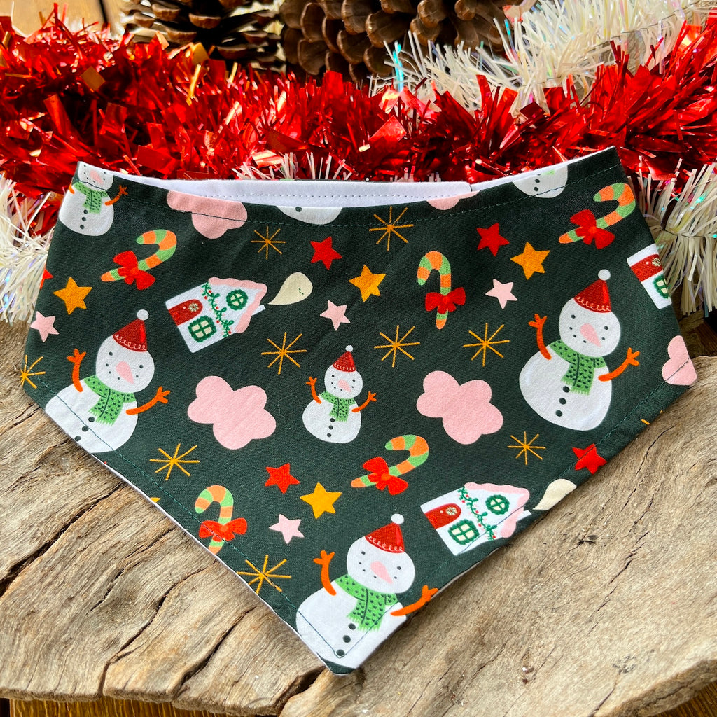 Xmas Dog Bandana, SNOWMEN & GINGERBREAD HOUSES