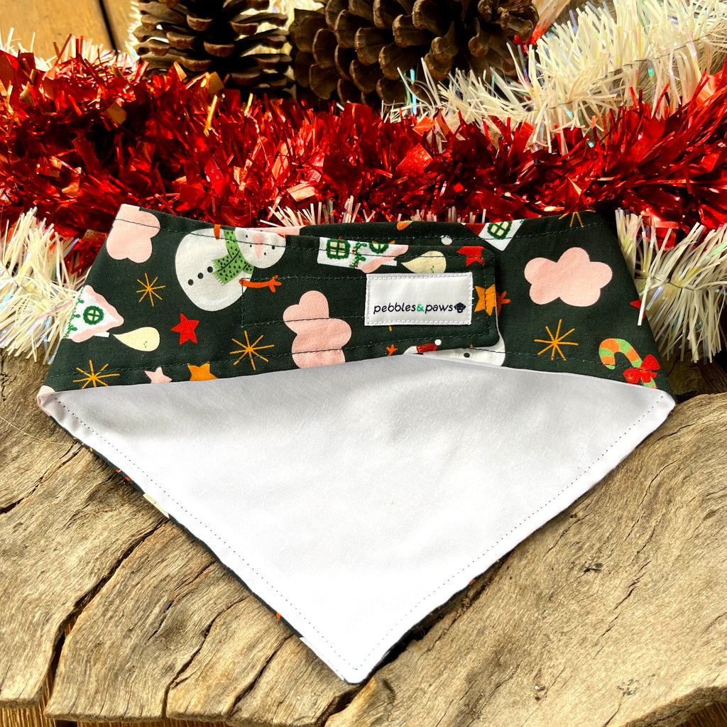 Xmas Dog Bandana, SNOWMEN & GINGERBREAD HOUSES