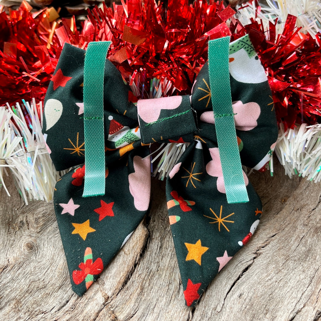 Xmas Dog Sailor Bow - SNOWMEN & GINGERBREAD HOUSES