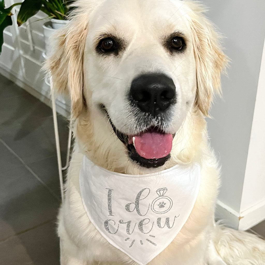 White Linen & Glitter Wedding Dog Bandana - Choice of design