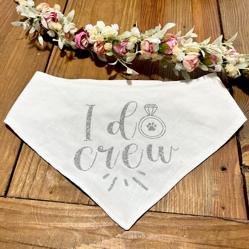 White Linen & Glitter Wedding Dog Bandana - Choice of design