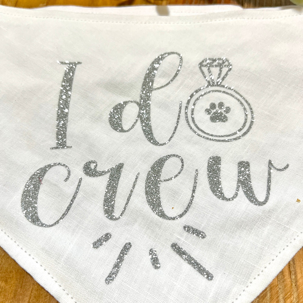 White Linen & Glitter Wedding Dog Bandana - Choice of design