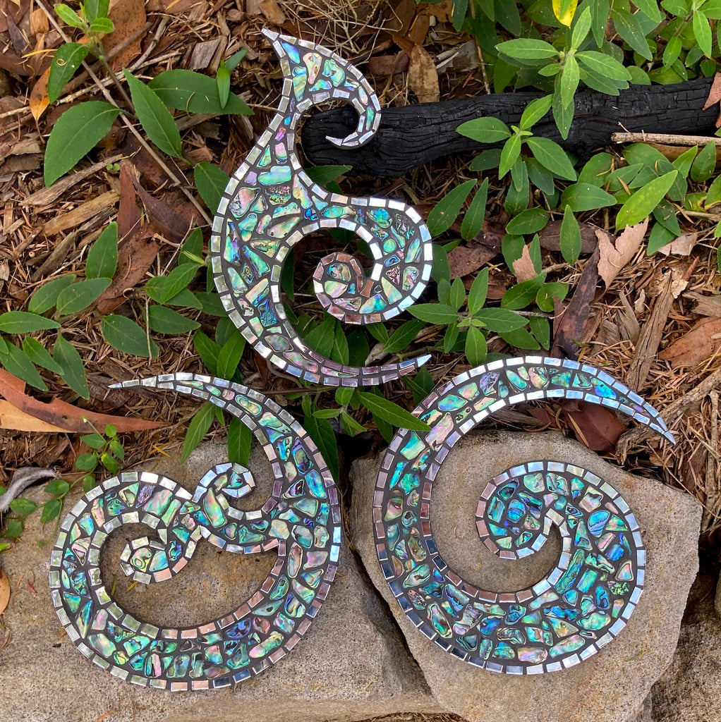 Paua Shell Mosaic Maori Symbols - Choice of 3 designs