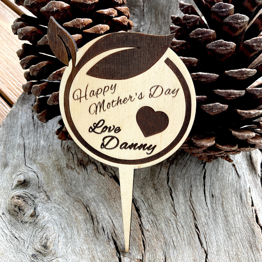 Personalised Mother's Day Gift - Large Leaf Plant Pot Marker