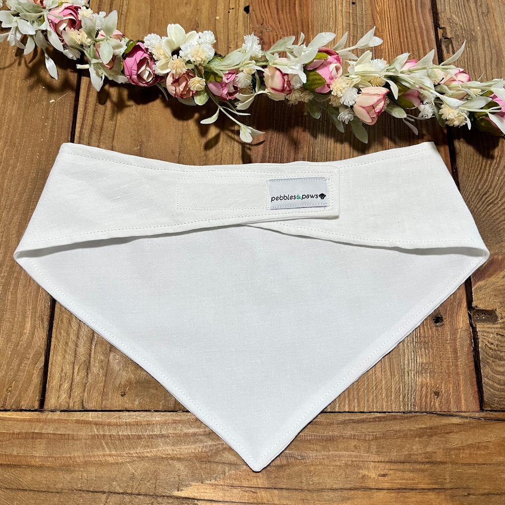 White Linen & Glitter Wedding Dog Bandana - Choice of design