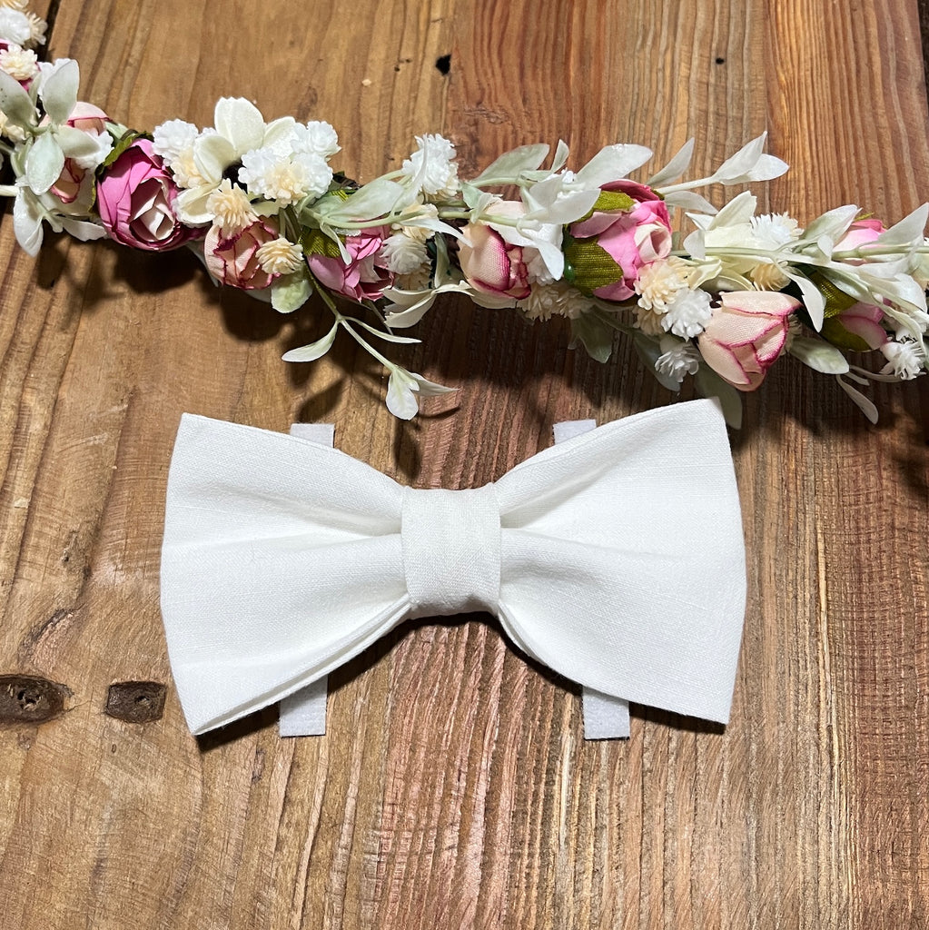White Linen Bow Tie or Sailor Bow