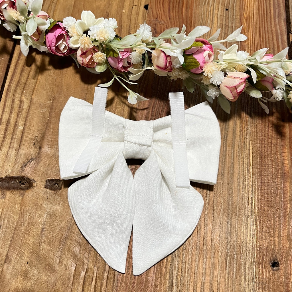White Linen Bow Tie or Sailor Bow