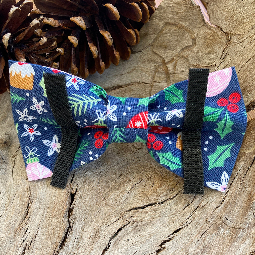 Xmas Dog Bandana, Blue Baubles Fabric
