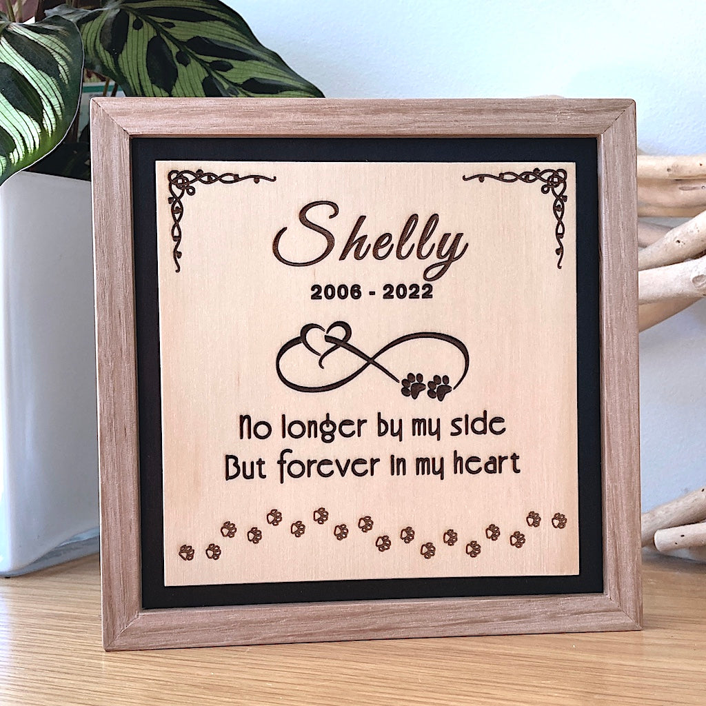 Personalised Wooden Pet Memorial - No Longer By My Side . .