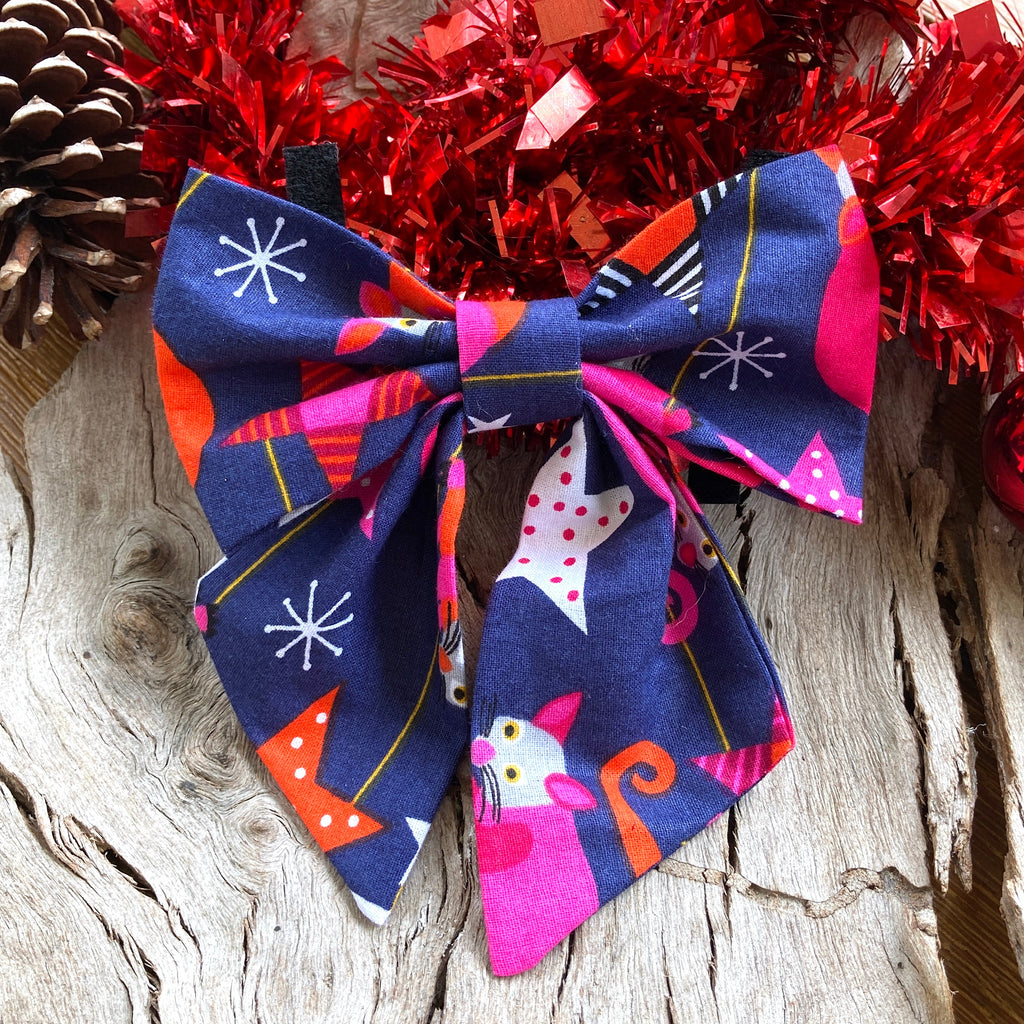 Xmas Dog Sailor Bow - "NAVY POSSUMS"