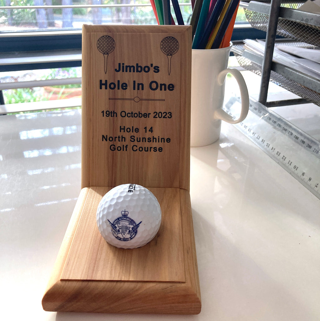 Premium Cypress Hole in One Personalised Golf Ball Display Holder