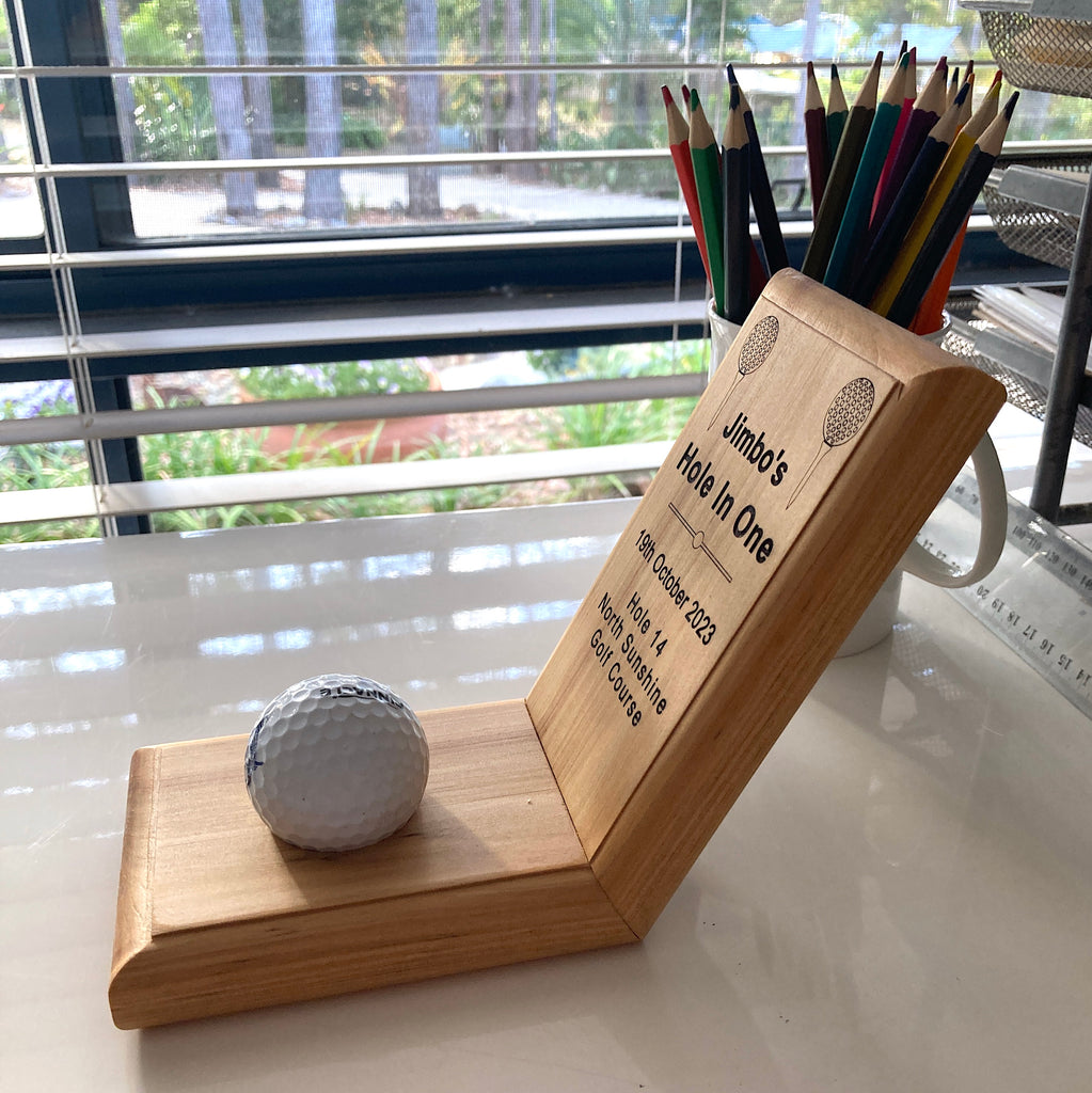 Premium Cypress Hole in One Personalised Golf Ball Display Holder