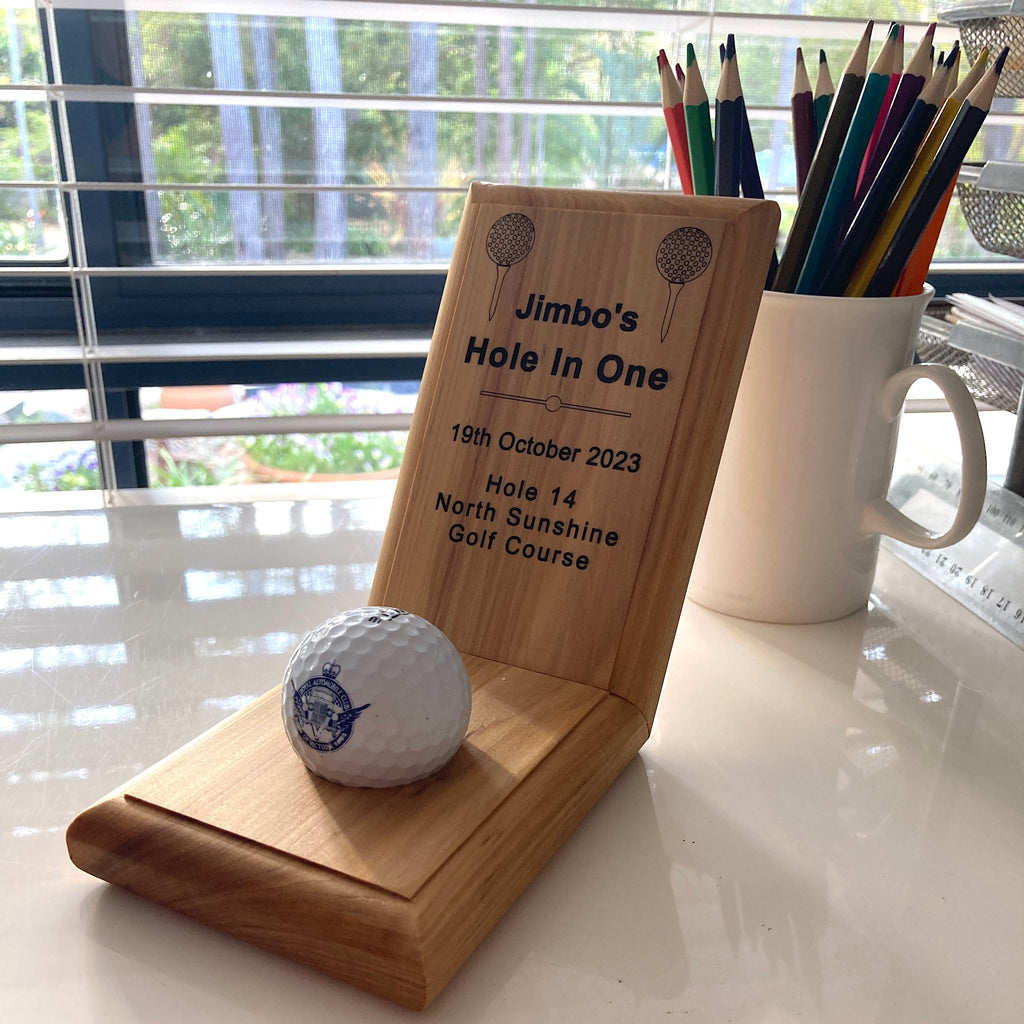 Premium Cypress Hole in One Personalised Golf Ball Display Holder