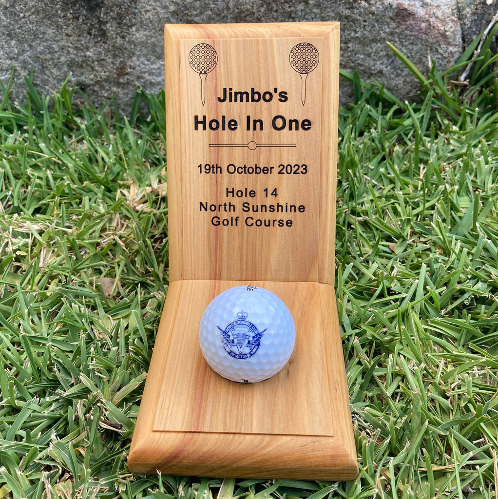 Premium Cypress Hole in One Personalised Golf Ball Display Holder