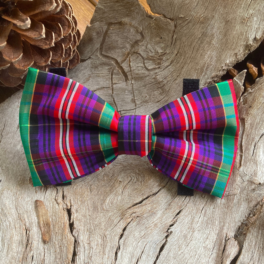 Xmas Dog Bow Tie, "Purple Tartan"