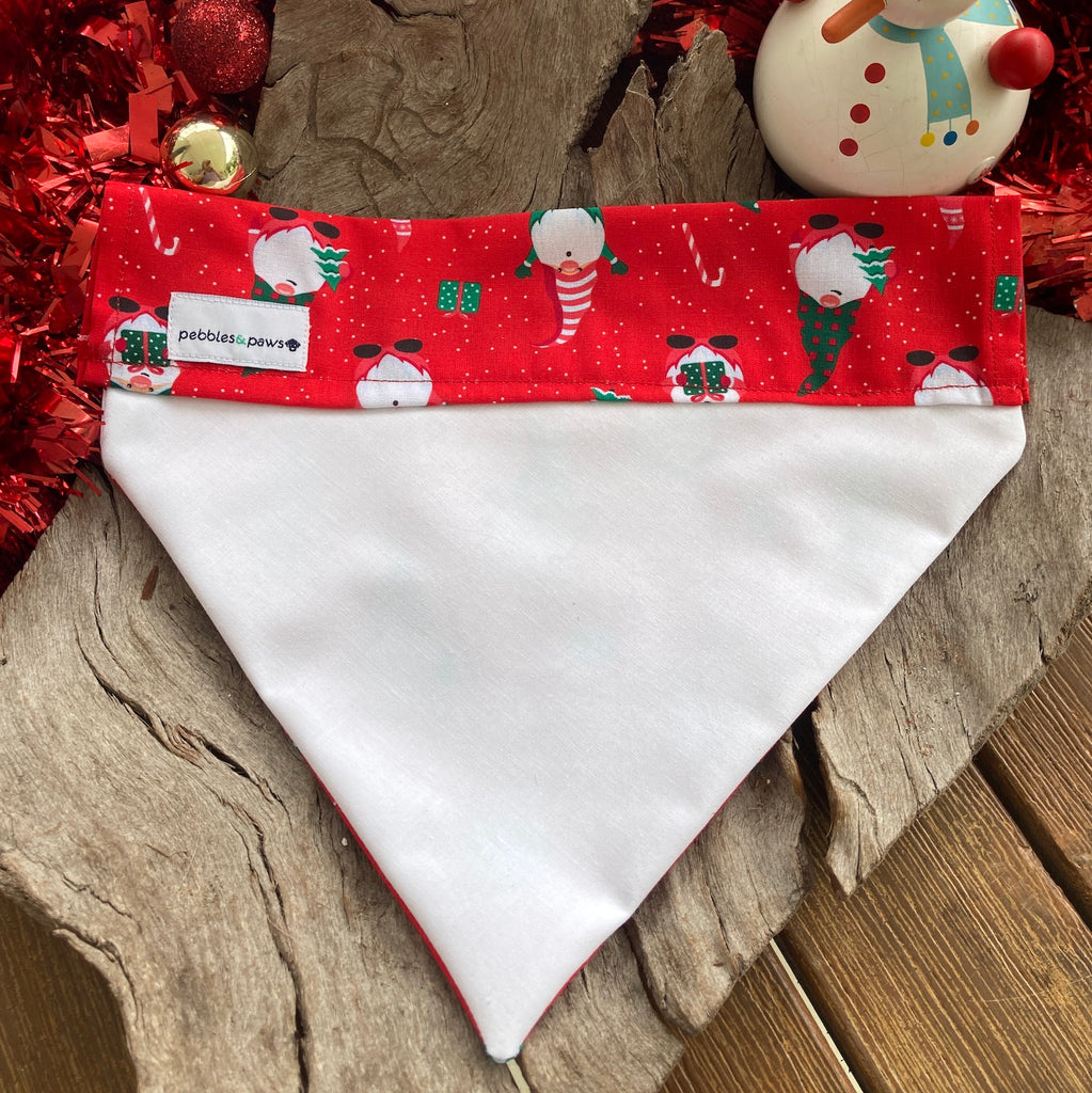Christmas Over the Collar Handmade Dog Bandana - RED GNOMES