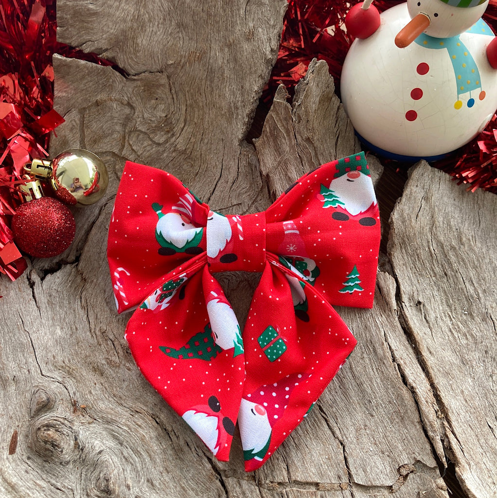 Xmas Dog Sailor Bow - RED GNOMES