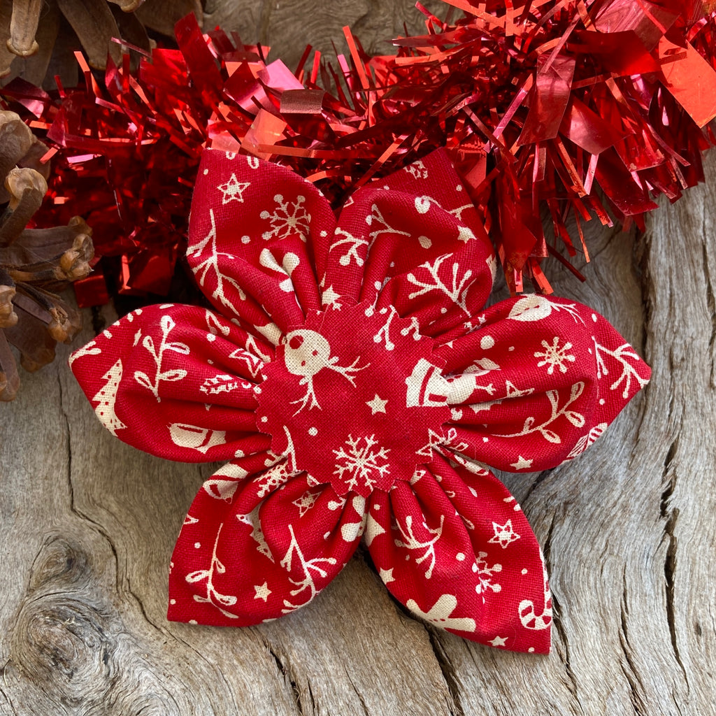 Red Festive Fun Collar Flower