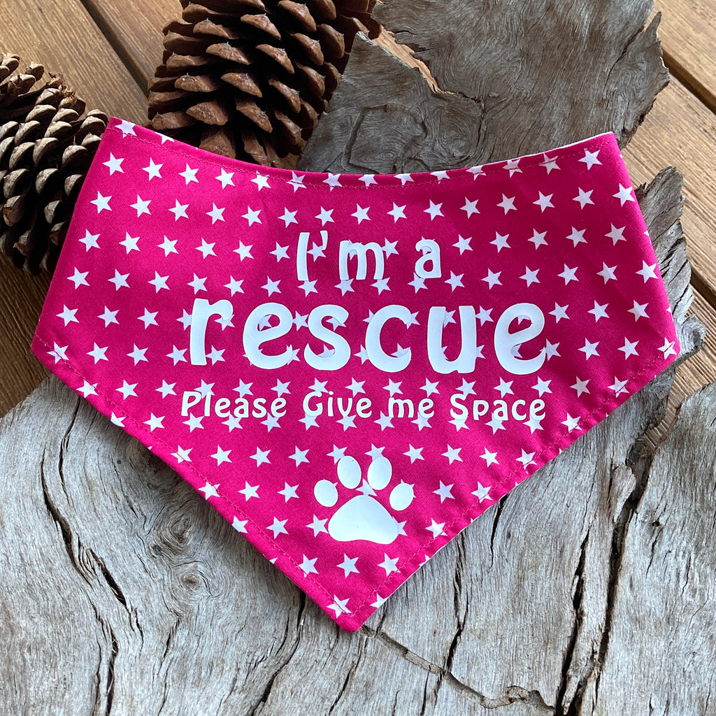 Rescue Dog Bandana and Lead Strap Set - Pink Stars