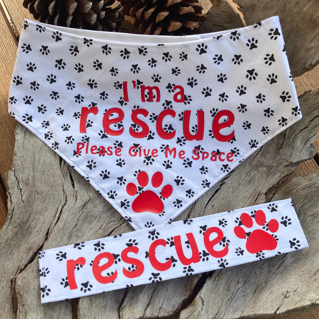 Rescue Dog Bandana and Lead Strap Set - Paw Prints