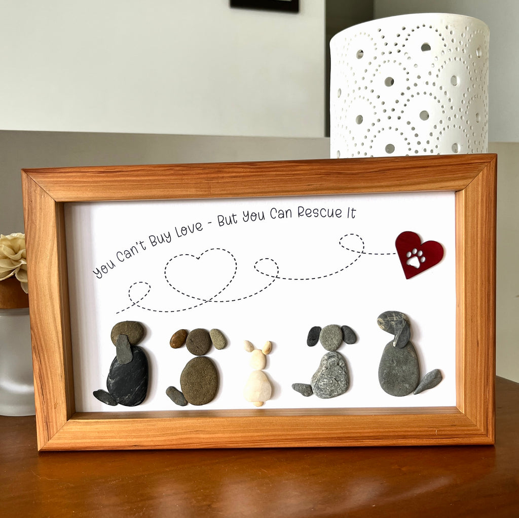 Framed Pebble Art, "You Can't Buy Love . . . . But You Can Rescue it"