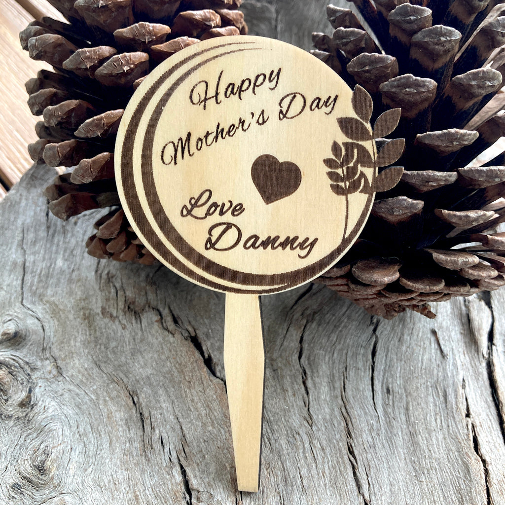 Personalised Mother's Day Gift - Small Leaf Plant Pot Marker