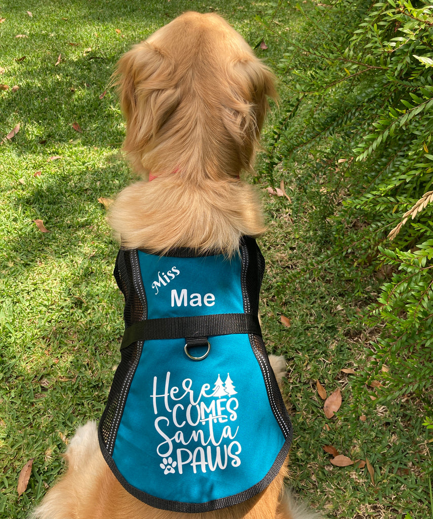Lightweight Personalised "Here Comes Santa Paws" Training Vest /Jacket / Coat
