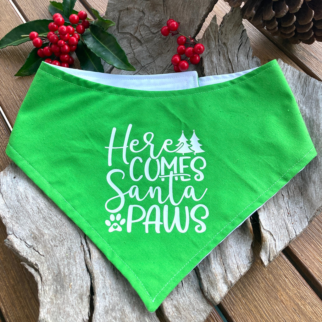 HERE COMES SANTA PAWS! - Printed Xmas Dog Bandana